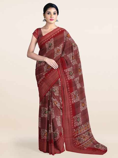 

Pothys Mauve & Gold-Toned Abstract Printed Saree