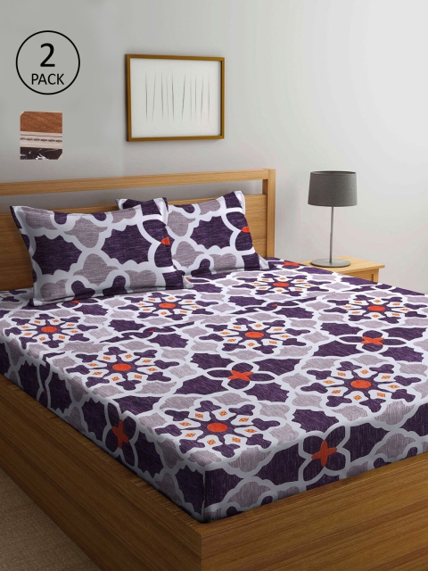 

KLOTTHE Multicoloured Geometric 210 TC 2 King Bedsheet with 4 Pillow Covers, Multi