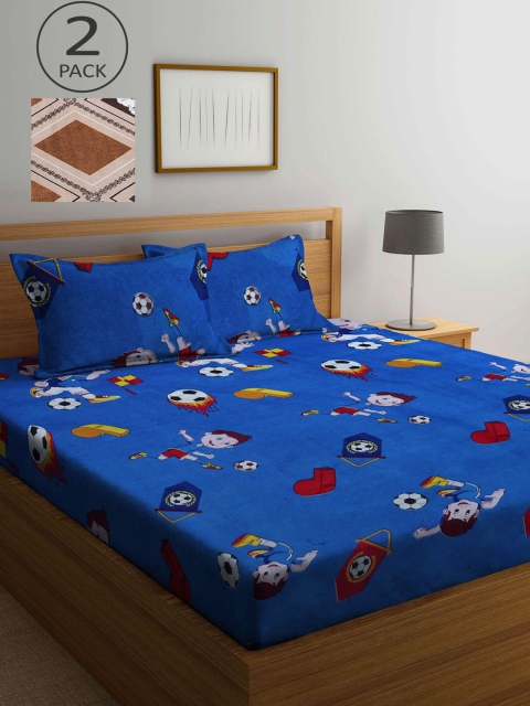 

KLOTTHE Multi Color Cartoon Characters 210 TC 2 King Bedsheets with 4 Pillow Covers