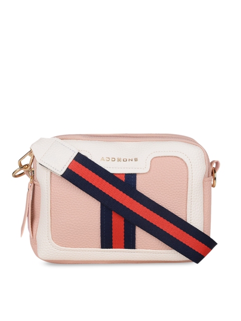 

Addons Pink & Red Colourblocked PU Structured Sling Bag