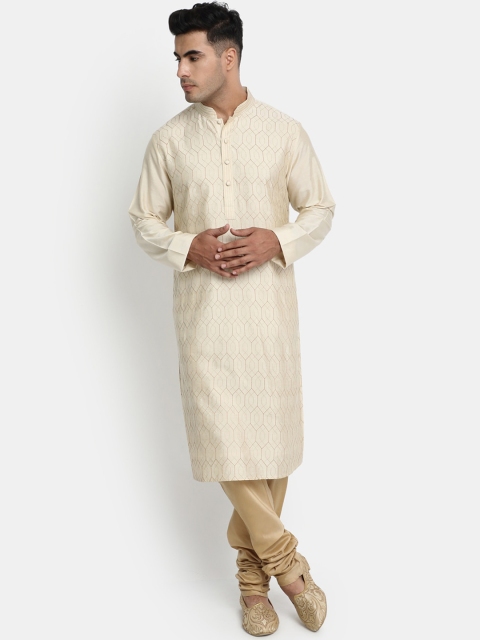 

HOB Men Beige Kurta with Churidar