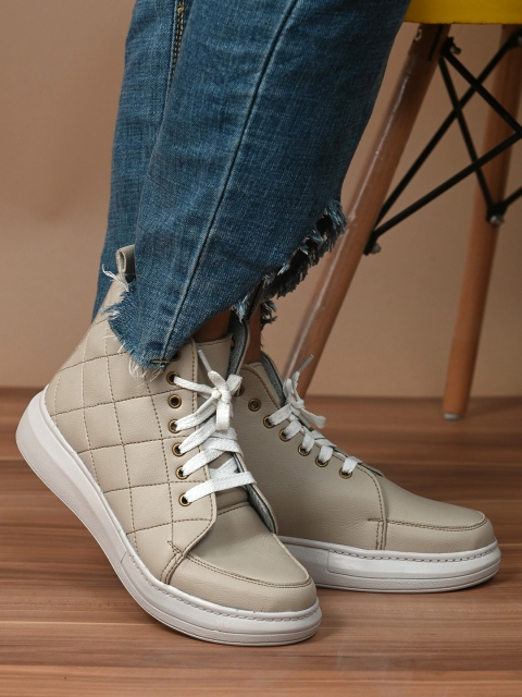 

HERE&NOW Women Beige Flat Boots