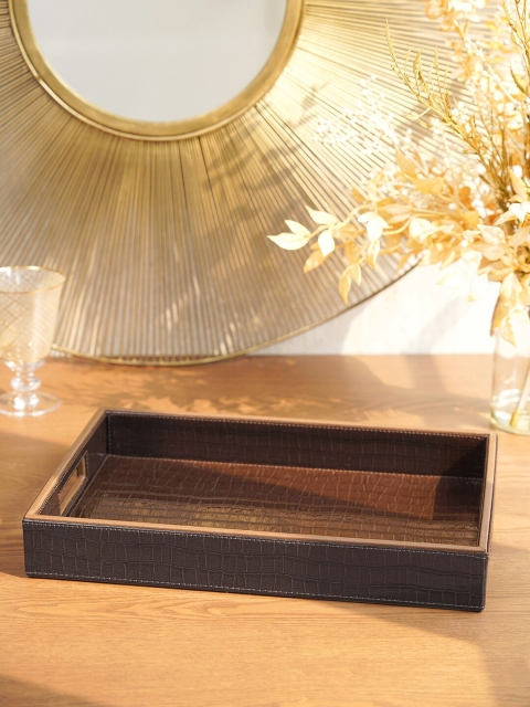 

Pure Home and Living Brown Textured Rectangular Tray