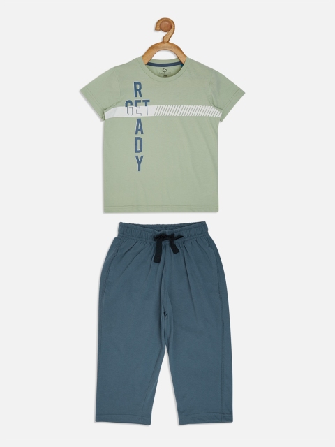 

Sweet Dreams Boys Green & Blue Printed Night suit