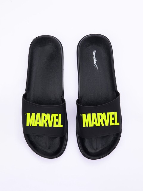 

Bewakoof Women Black & Yellow Marvel Printed Rubber Lightweight Sliders