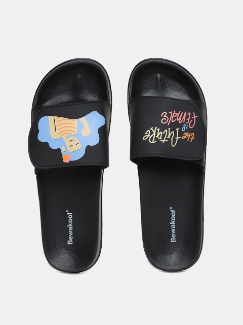 

Bewakoof Women Black Printed Sliders