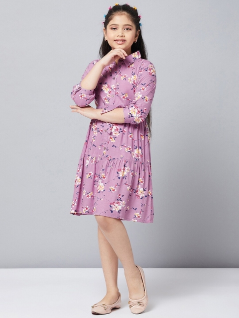 

Stylo Bug Lavender & Yellow Floral Pure Cotton Dress