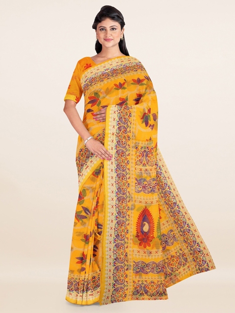 

Pothys Yellow & Red Floral Printed Cotton Saree