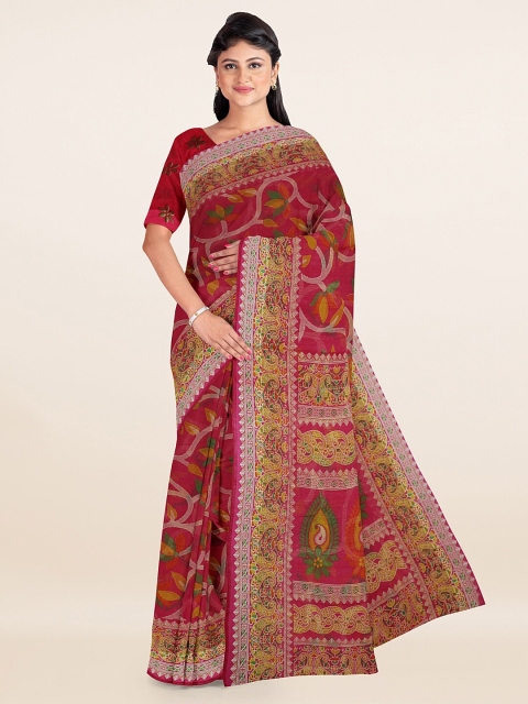 

Pothys Pink & Yellow Ethnic Motifs Saree