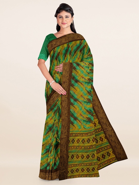 

Pothys Green & Brown Abstract Printed Saree