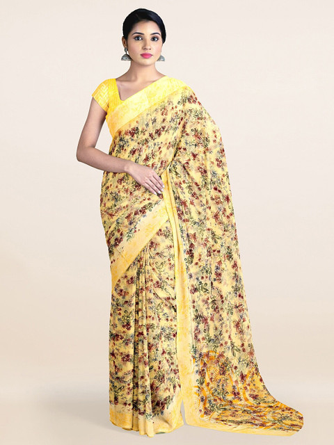 

Pothys Yellow & Green Floral Saree