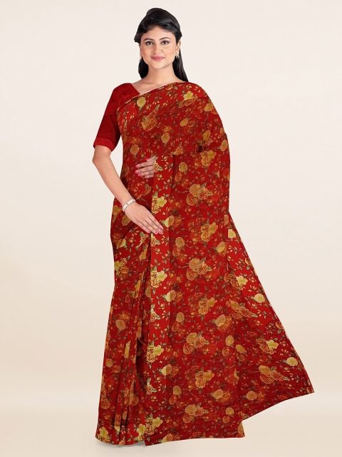 

Pothys Red & Yellow Floral Printed Cotton Blend Saree