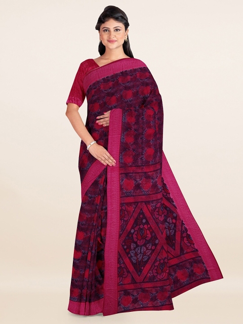 

Pothys Violet & Pink Floral Saree