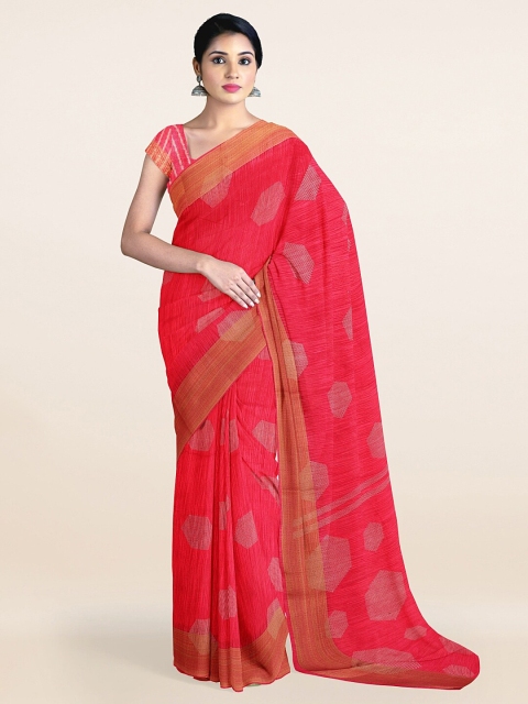 

Pothys Pink & Silver Abstract Printed Cotton Saree