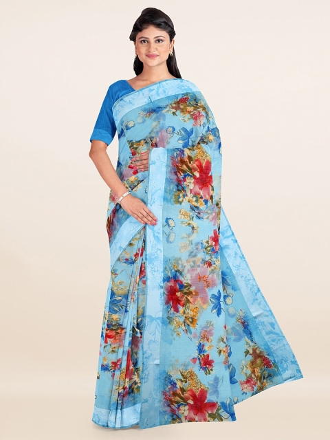 

Pothys Blue & Red Floral Saree
