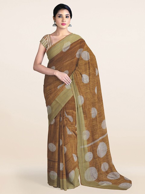 

Pothys Brown & Olive Green Printed Zari Saree