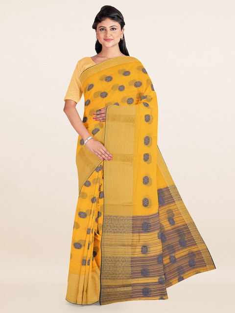 

Pothys Yellow & Blue Ethnic Motifs Zari Saree