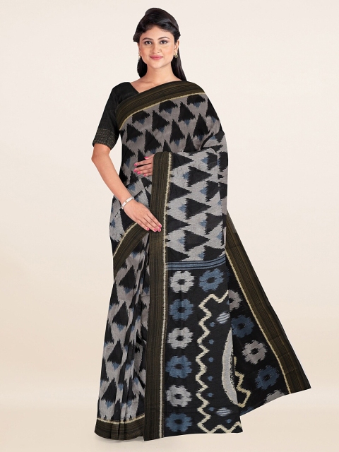 

Pothys Grey & Black Printed Zari Cotton Blend Saree