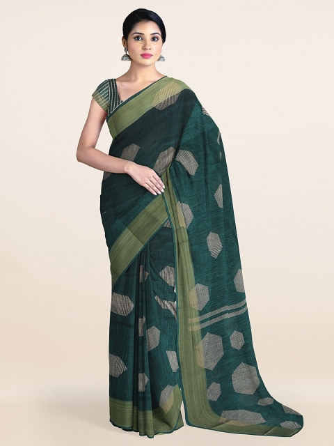 

Pothys Green & Grey Geometric Printed Cotton Saree