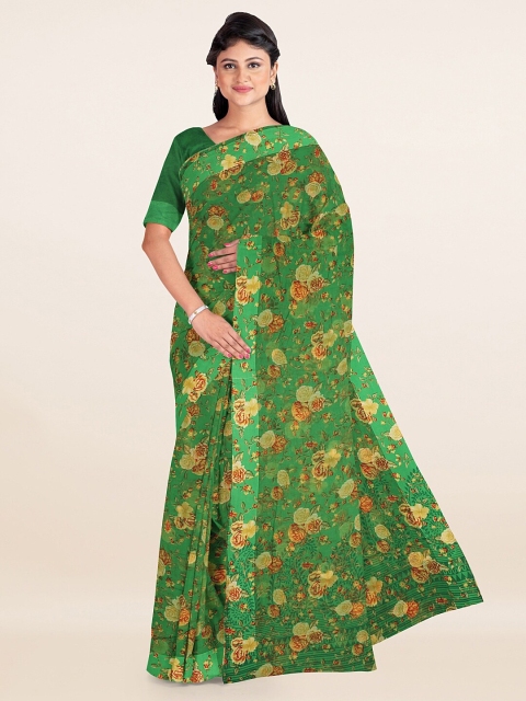 

Pothys Green & Orange Floral Saree