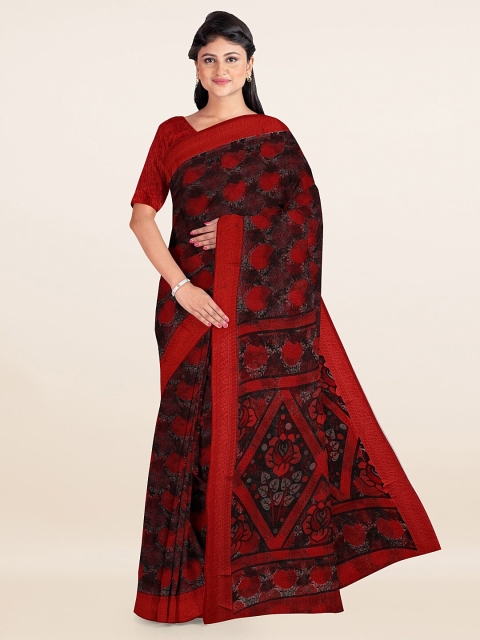 

Pothys Brown & Black Abstract Printed Cotton Blend Saree