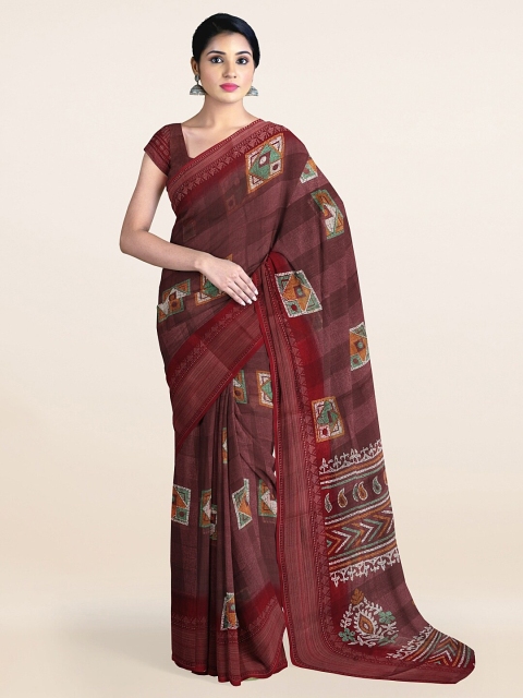

Pothys Brown & White Ethnic Motifs Saree