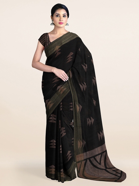 

Pothys Black & Brown Printed Zari Saree