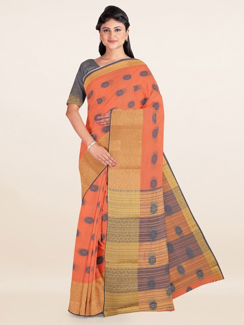 

Pothys Peach & Grey Abstract Woven Design Cotton Saree