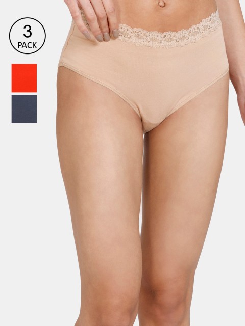 

Zivame Women Pack of 3 Assorted Hipster Briefs