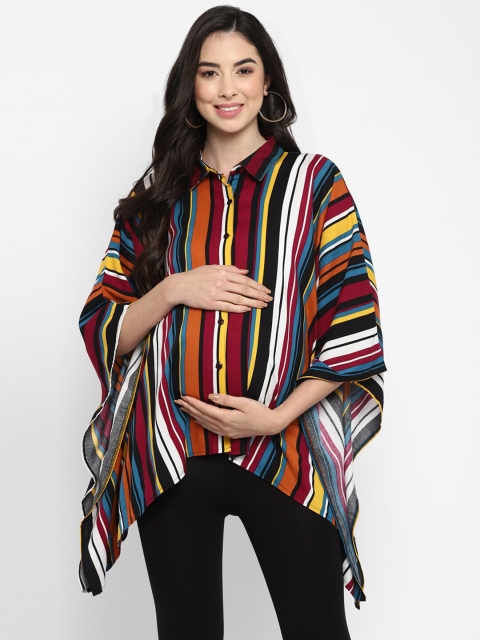 

Momsoon Maternity Women Multicoloured Striped Kaftan Maternity Top, Multi