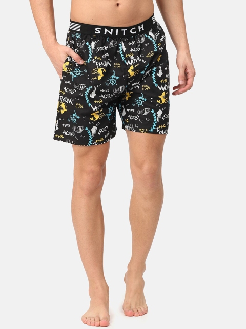 

Snitch Men Black Printed Pure Cotton Boxers 4MBX0031-01