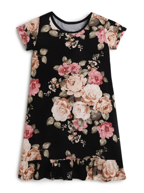 

Hopscotch Girls Black Printed Nightdress