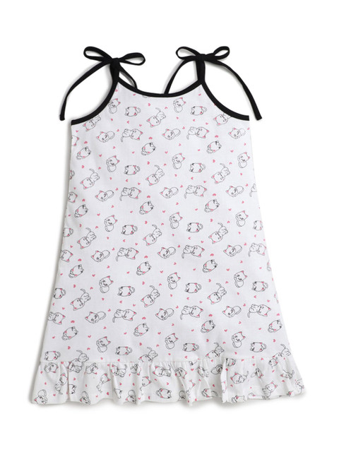 

Hopscotch Girls White Printed Nightdress