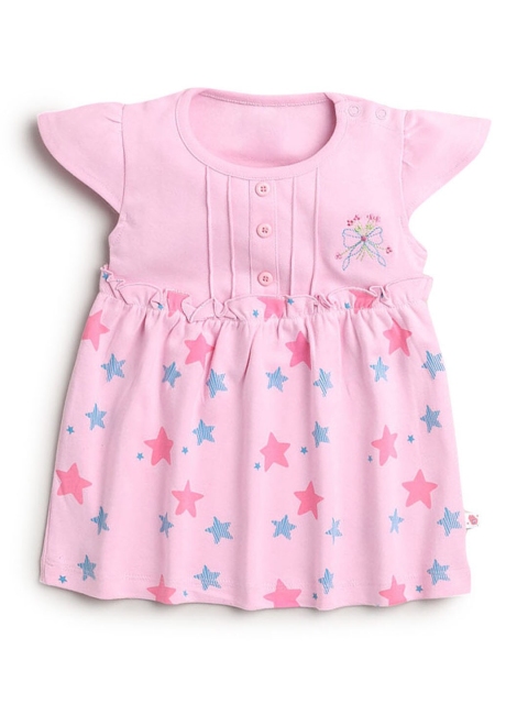 

Hopscotch Pink & Blue Star Printed Cotton Dress