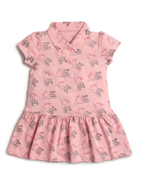 

Hopscotch Girls Pink Printed Drop-Waist Cotton Dress