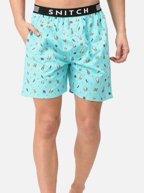 

Snitch Men Blue & Black Printed Pure Cotton Boxer