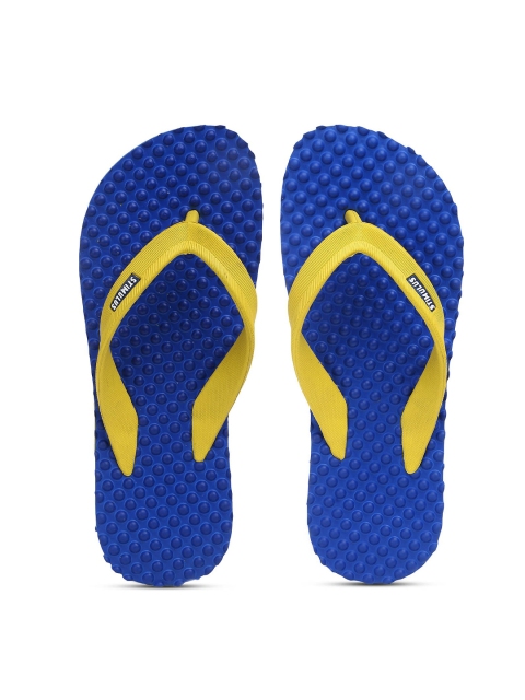 

Paragon Men Blue & Yellow Solid Rubber Slip-On Flip Flops