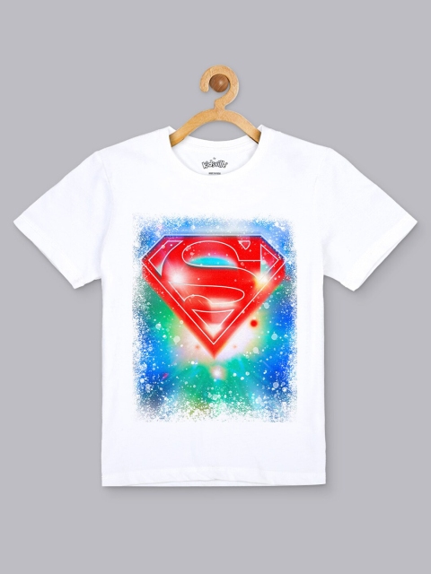 

Kids Ville Boys White & Red Superman Printed Pure Cotton Holi T-shirt