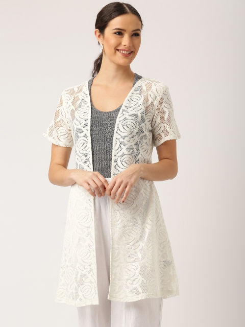 

IMARA Fusion Off-White Long Lace Shrug