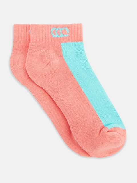 

Ajile by Pantaloons Women Coral & Blue Colourblocked Ankle-Length Socks