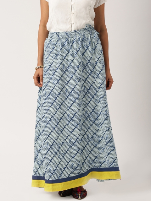 

IMARA by Navy & Yellow Printed Maxi Skirt, Navy blue