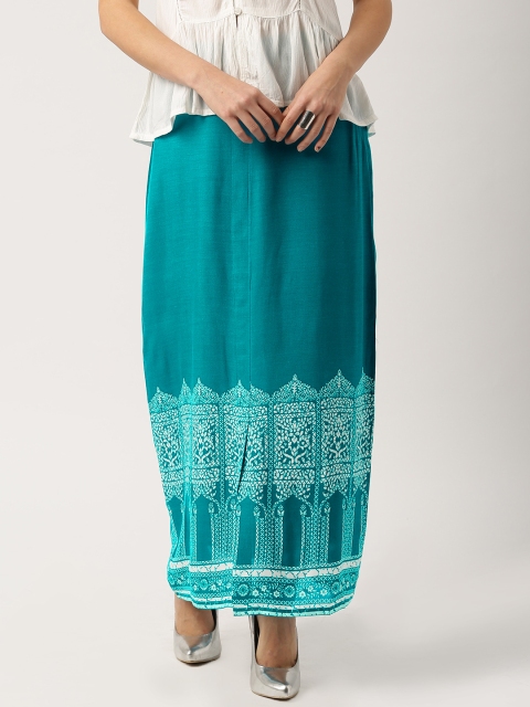 

IMARA Fusion Blue Printed Maxi Skirt