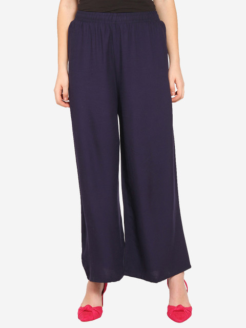 

Innocence Women Navy Blue Knitted Palazzos