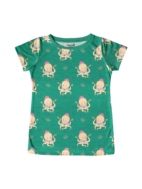 

mezmoda Girls Green Graphic Printed T-shirt