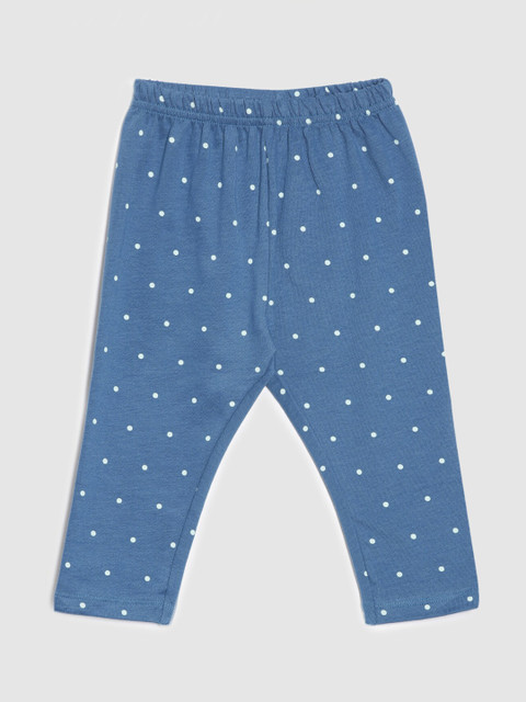 

YK Baby Infant Girls Blue & White Printed Cotton Leggings