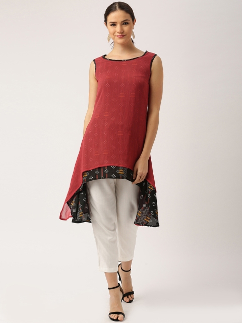 

IMARA Fusion Black & Red Printed Layered Tunic