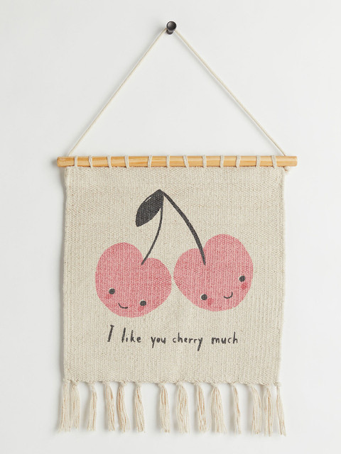 

H&M White & Pink Printed Wall Decoration