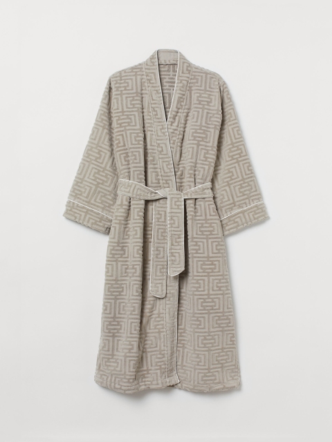 

H&M Women Grey Jacquard-Weave Dressing Gown