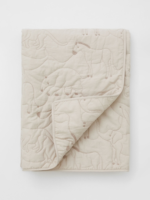 

H&M Beige Woven Design Quilted Blanket