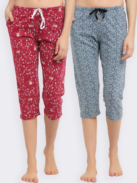 

Kanvin Women Women Pack Of 2 Lounge Pants, Blue